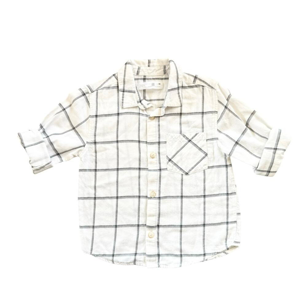 Zara Baby 2-3 Years Boy Grid plaid Button Down Shirt